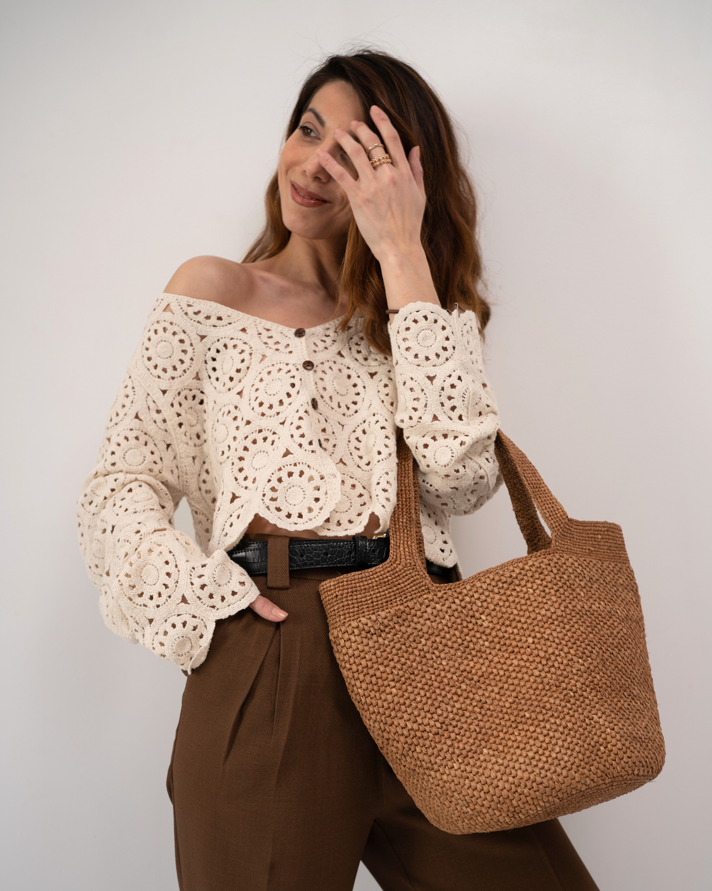 Panier en raphia, Mareva thé foncé