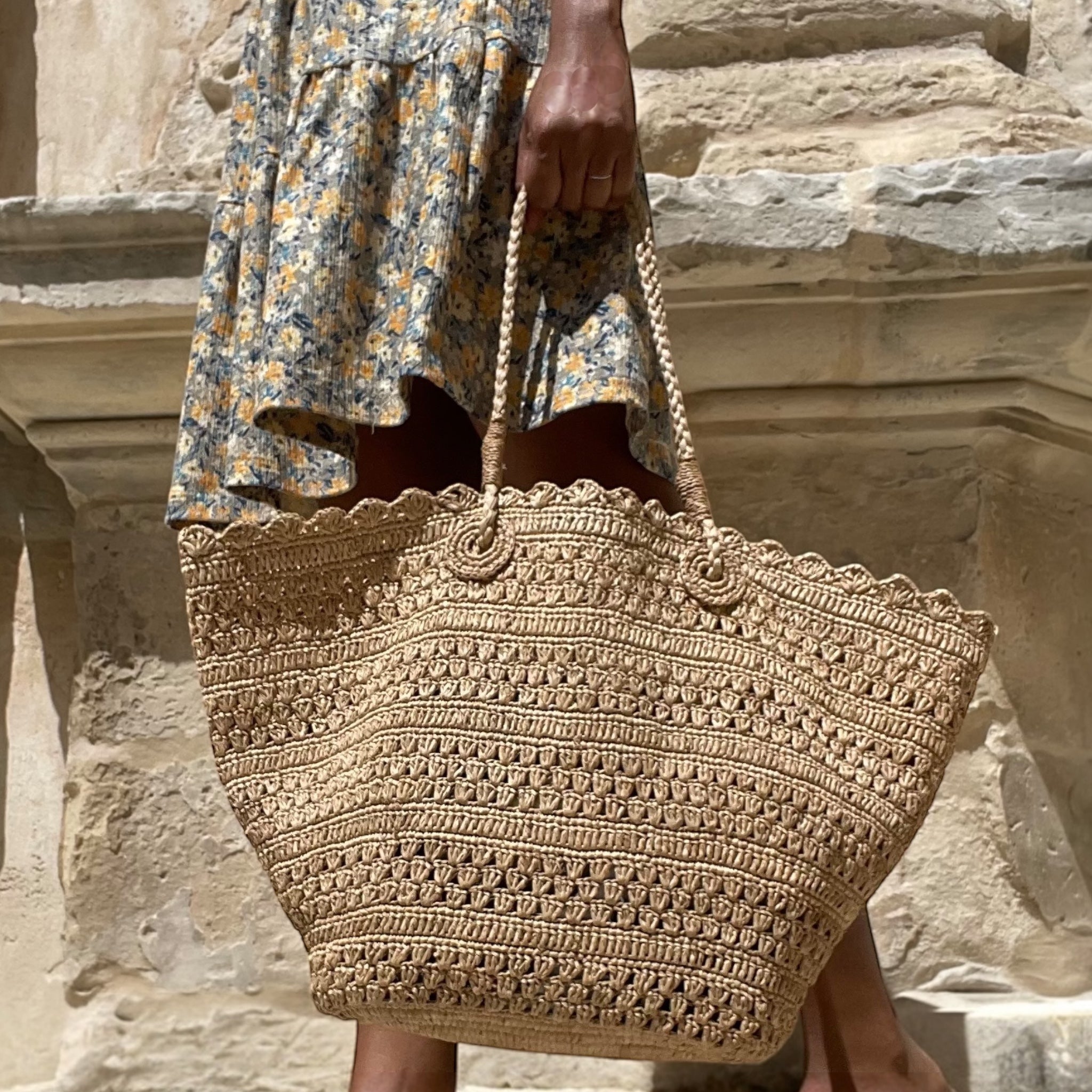 Sac en raphia Moon, taille L