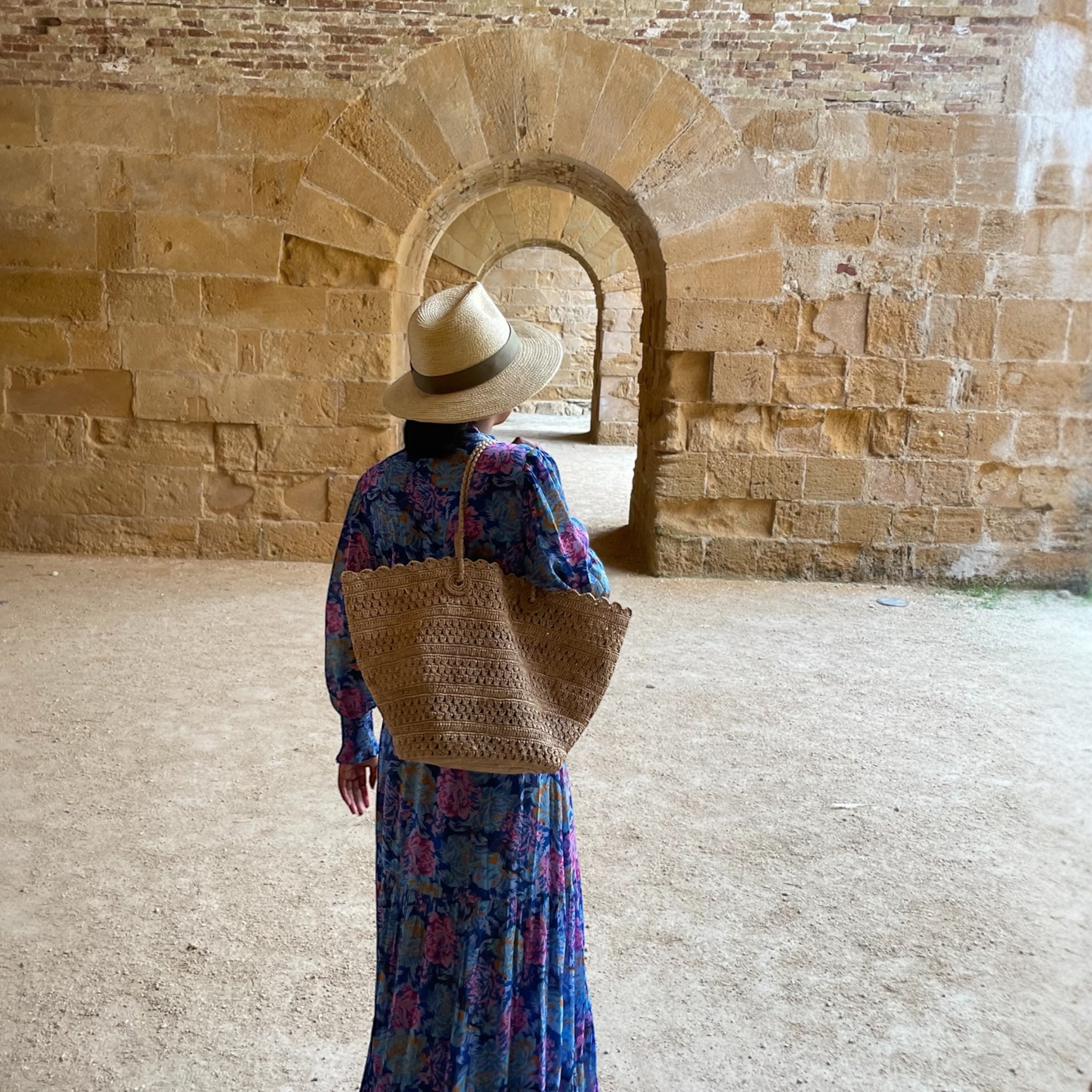 Sac en raphia Moon, taille L