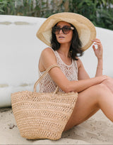Sac en raphia Moon, taille L