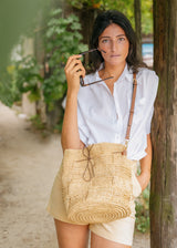 Sac bandoulière en raphia, Taly