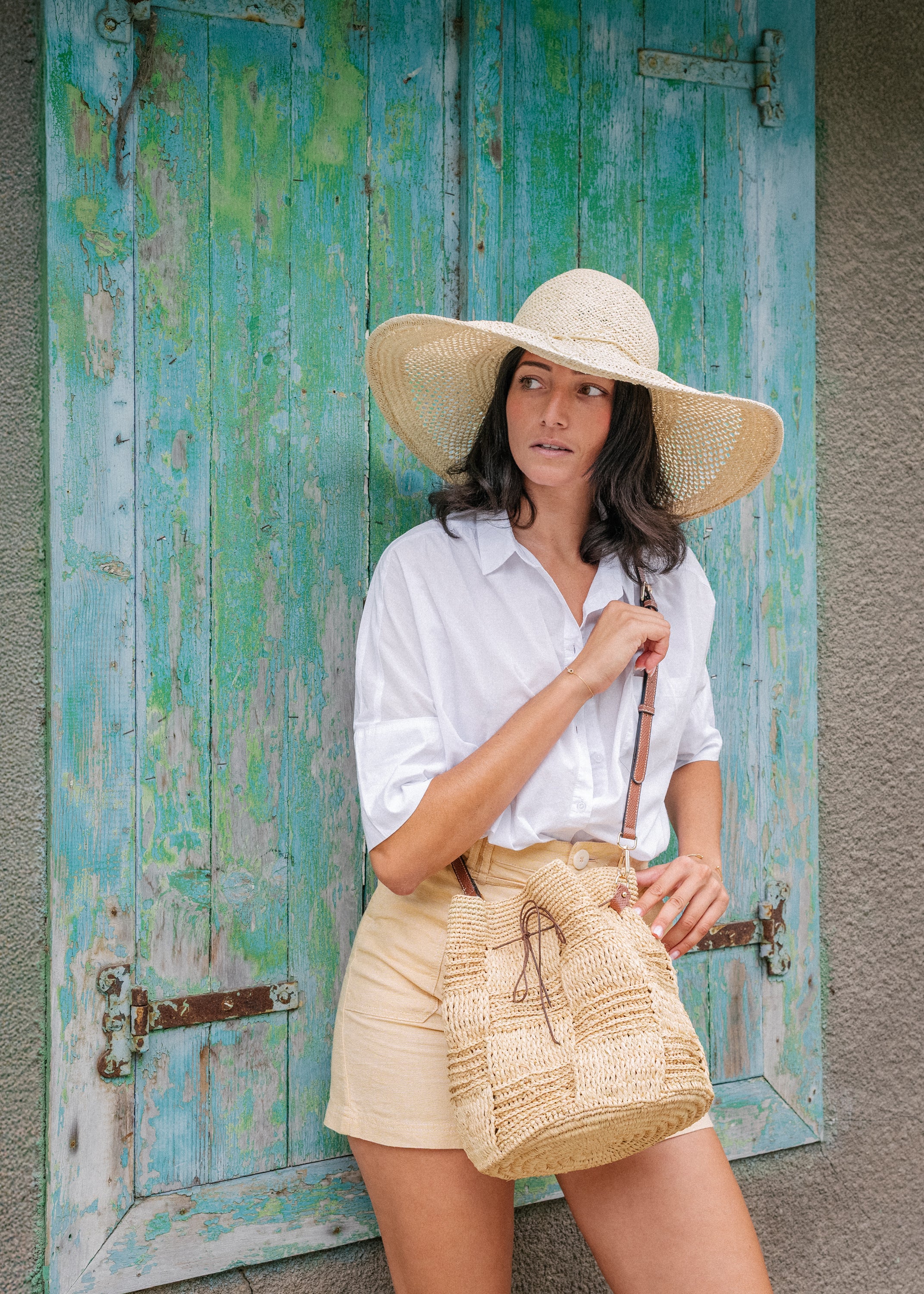 Sac bandoulière en raphia, Taly