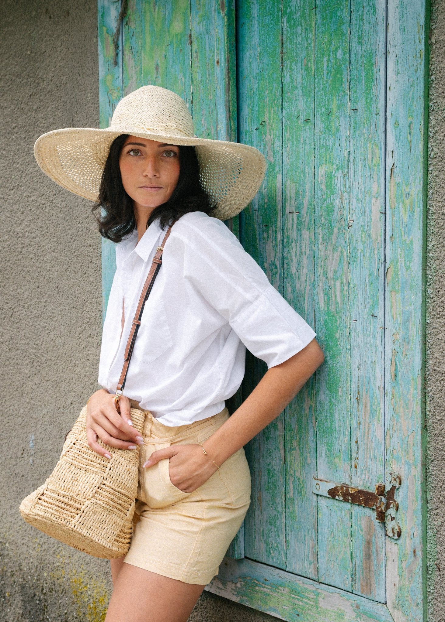 Sac en raphia Taly fait main - détail tissage