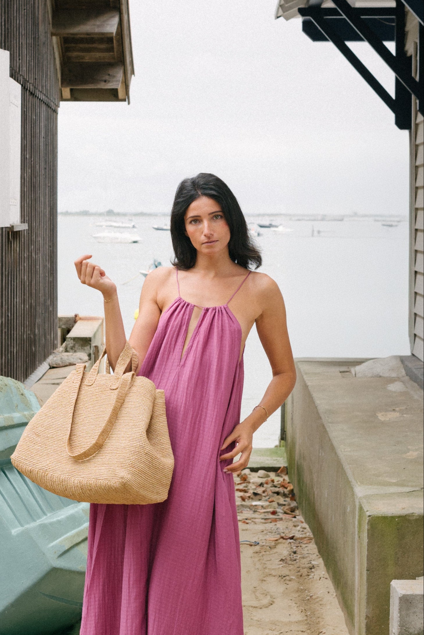 Sac en raphia Bossy thé clair