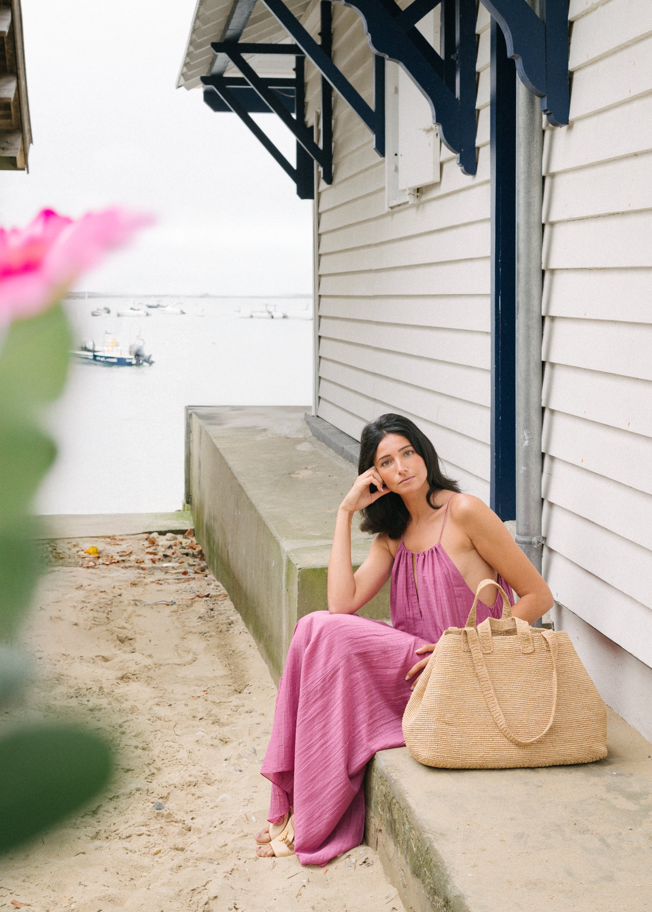 Sac en raphia Bossy thé clair