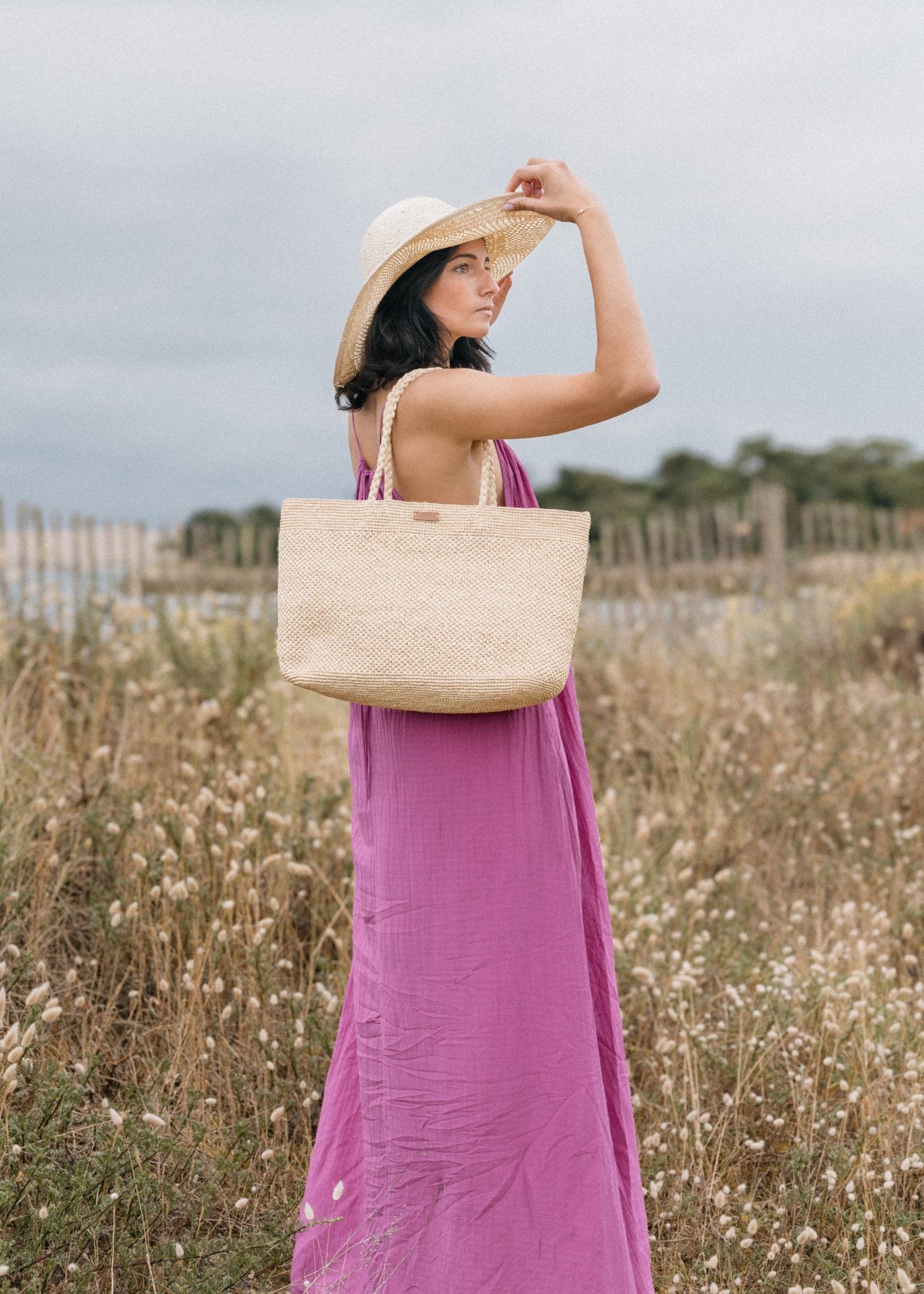 Sac en raphia Maeva - détail double tissage
