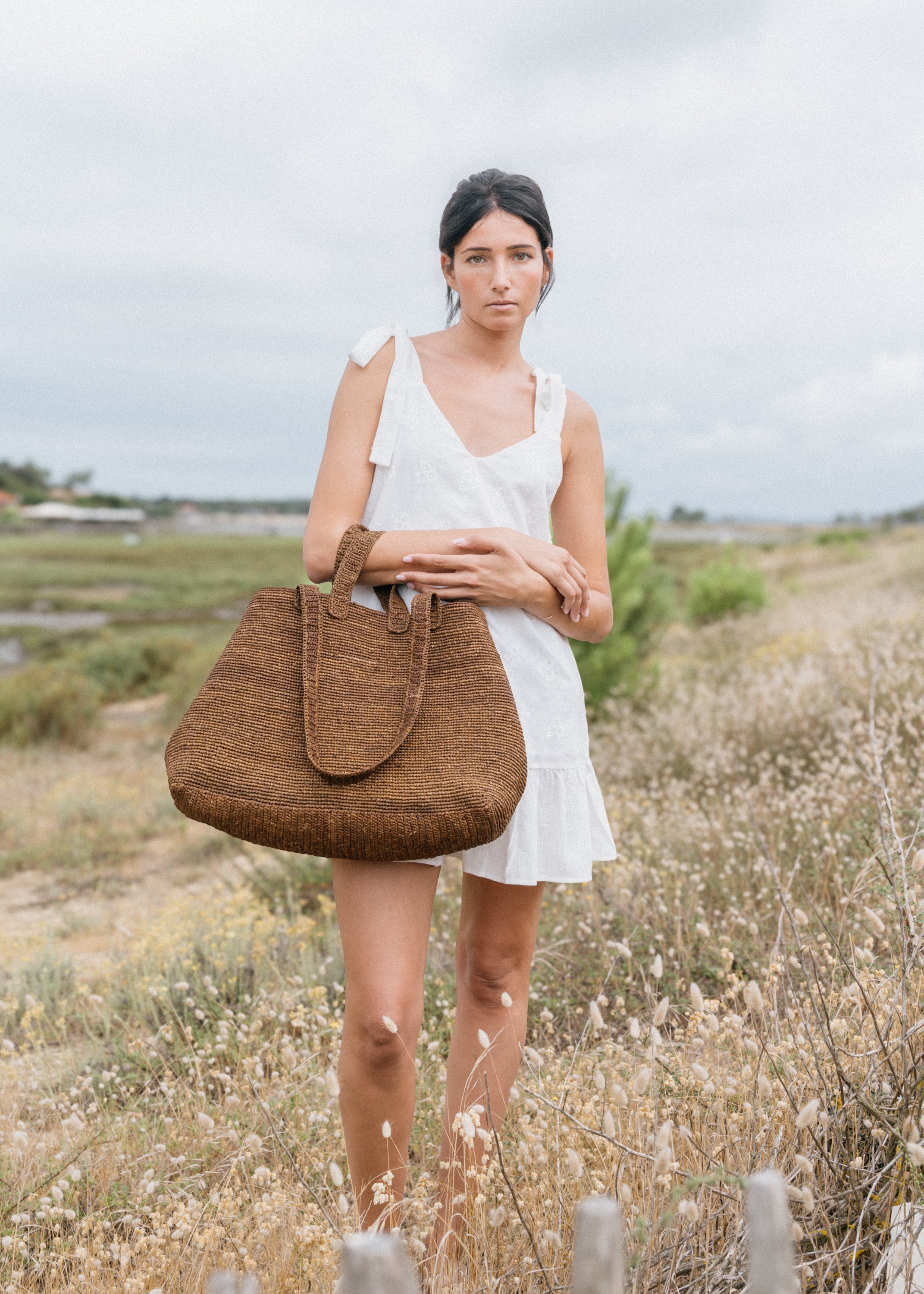 Sac en raphia Bossy thé foncé