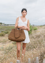 Sac en raphia Bossy thé foncé