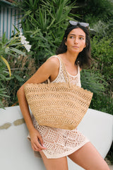 Sac en raphia Moon, taille L