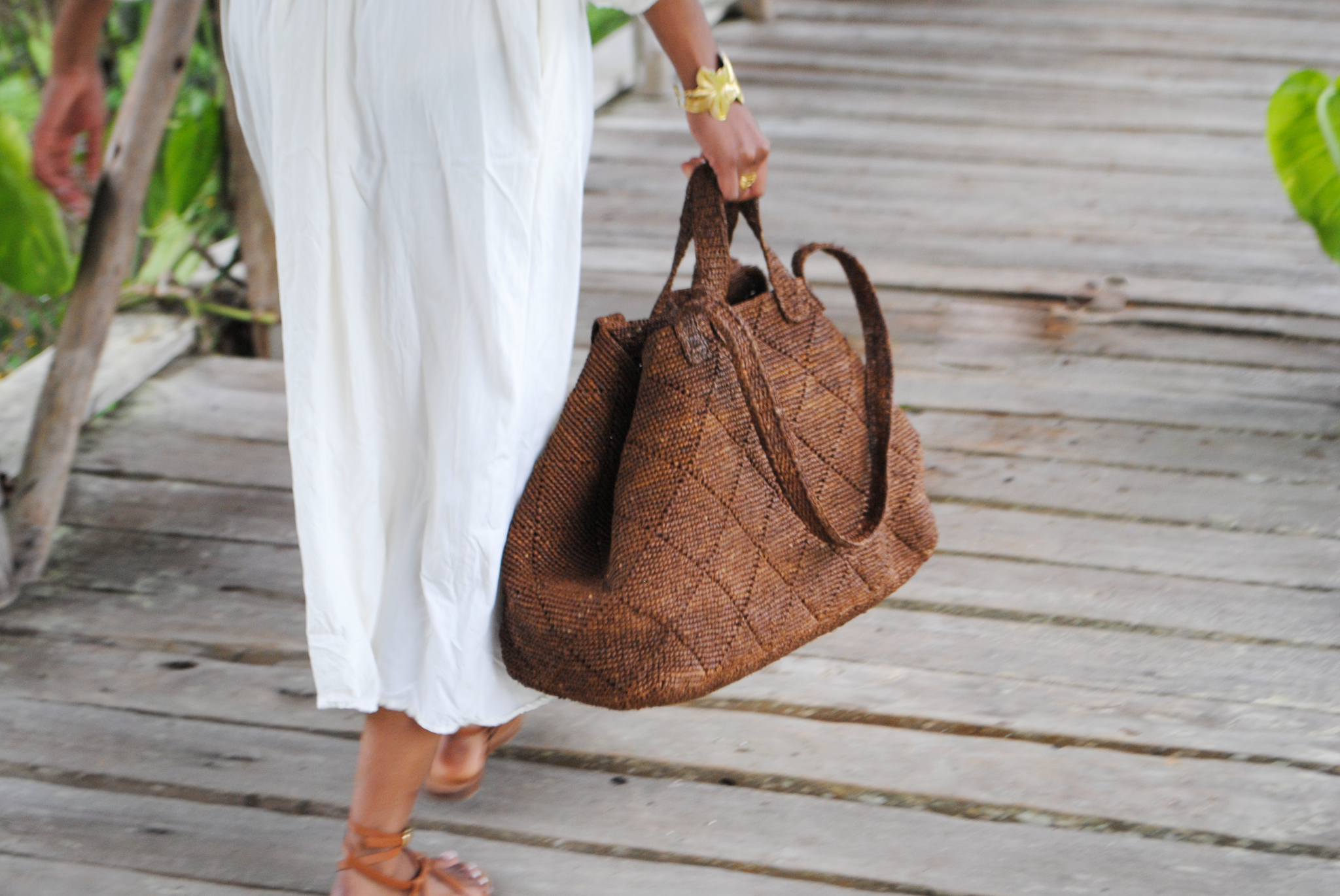 Sac en raphia Bossy Héritage chocolat - Maud Nakà