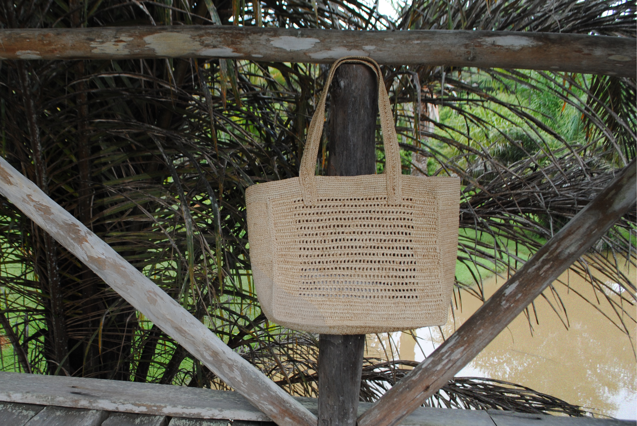 Sac en raphia Tsingy - intérieur avec poche