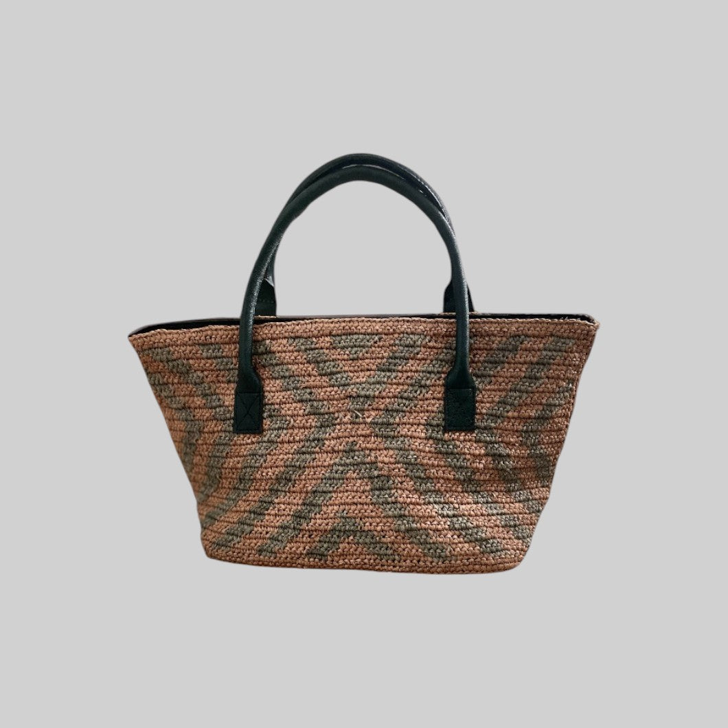 Sac à main en raphia naturel et vert