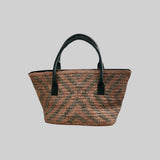 Sac à main en raphia naturel et vert