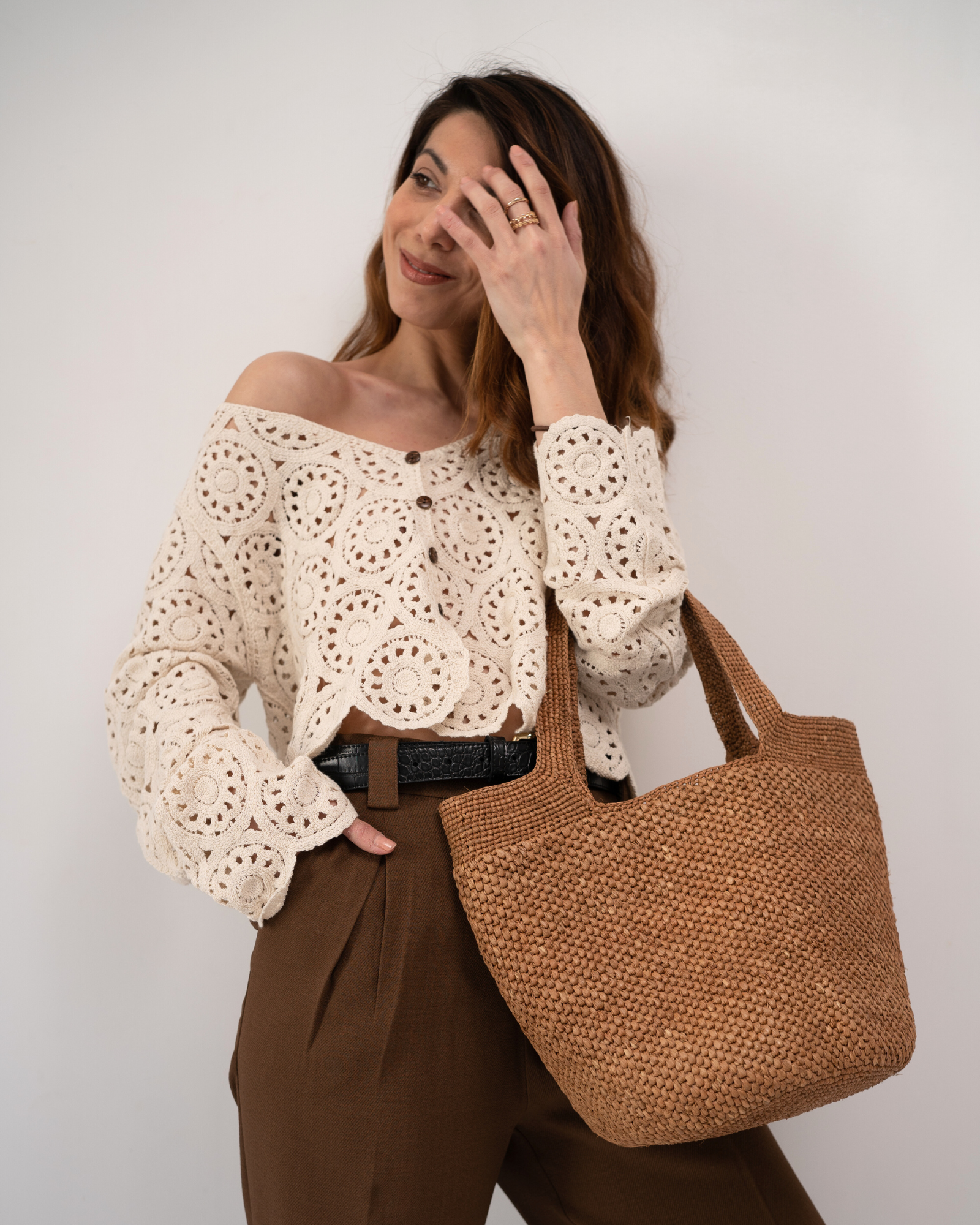 Panier en raphia, Mareva thé foncé