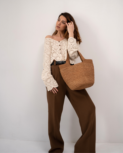 Panier en raphia, Mareva thé foncé