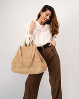 Sac en raphia Bossy thé clair