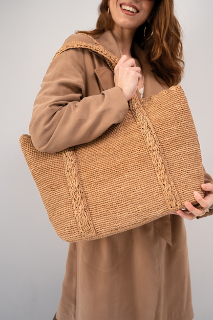 Panier en raphia, Mia thé foncé