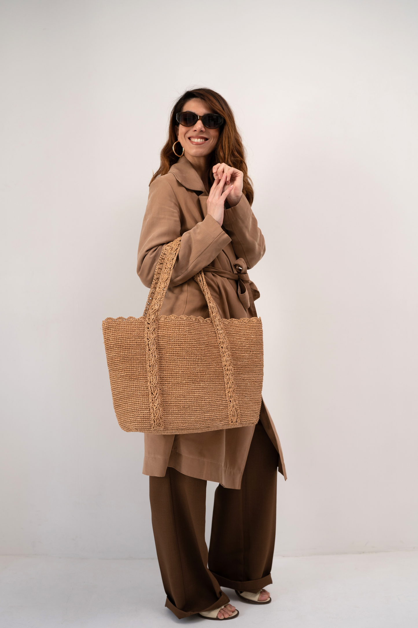 Panier en raphia, Mia thé foncé