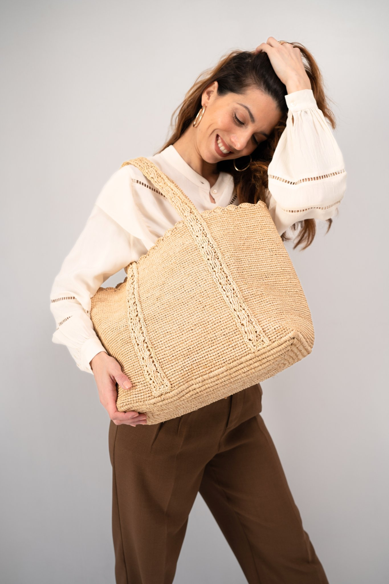 Panier en raphia fait main Madagascar Mia