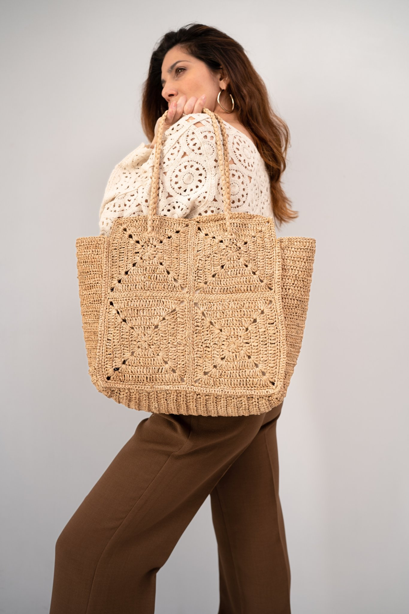 Panier en raphia July - vue de face