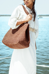 Sac en raphia Bossy thé foncé