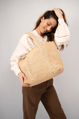 Panier en raphia, Mia thé clair - Maud Nakà Paris - Sac porté épaule
